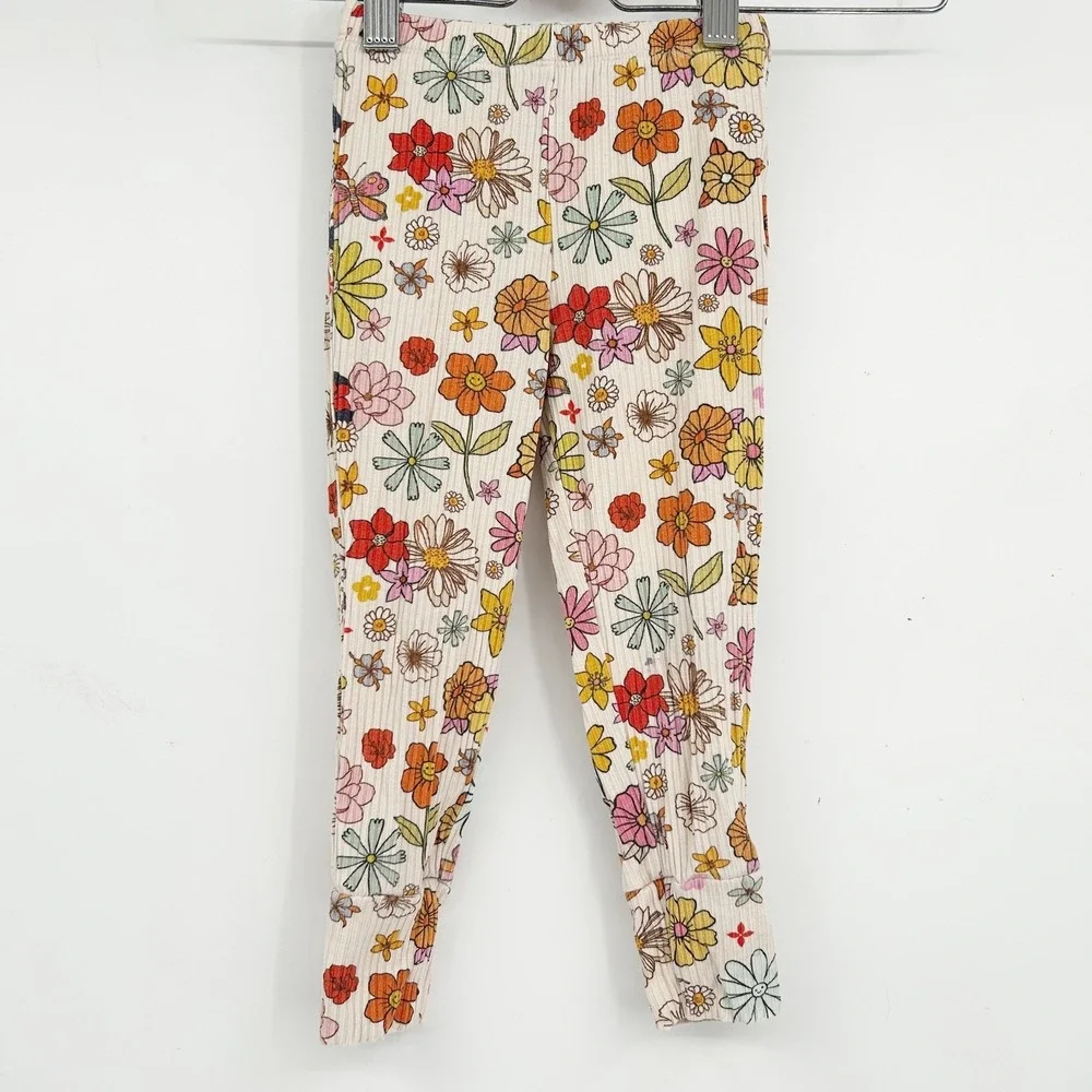 Posh Peanut Toddler Girls‎ Retro Floral Bamboo Ribbed Dolly Pajama Set Size 3T